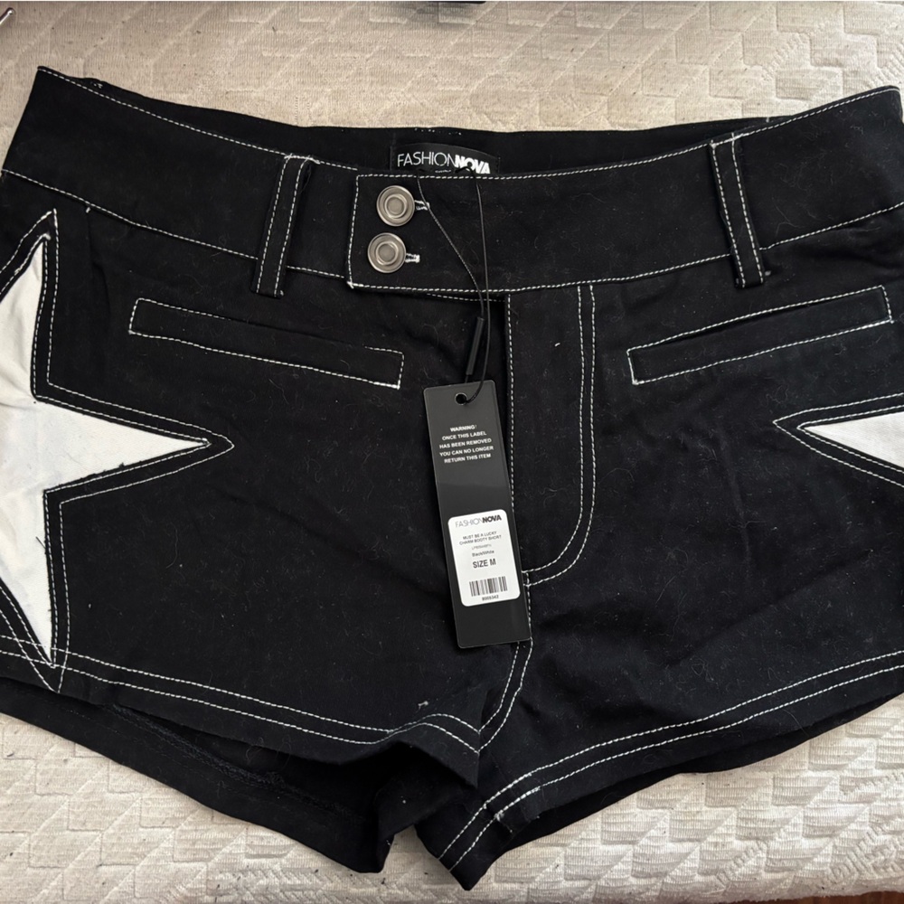 Fashion Nova Black and White Cropped Jeans with Contrast Stitching